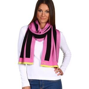 Juicy Couture RUGBY Stripe Pink Scarf RARE FIND 100% Merino Wool NWT